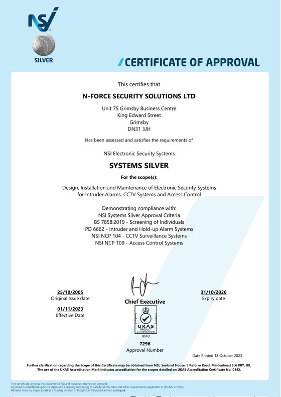 NSI Certificate of Approval